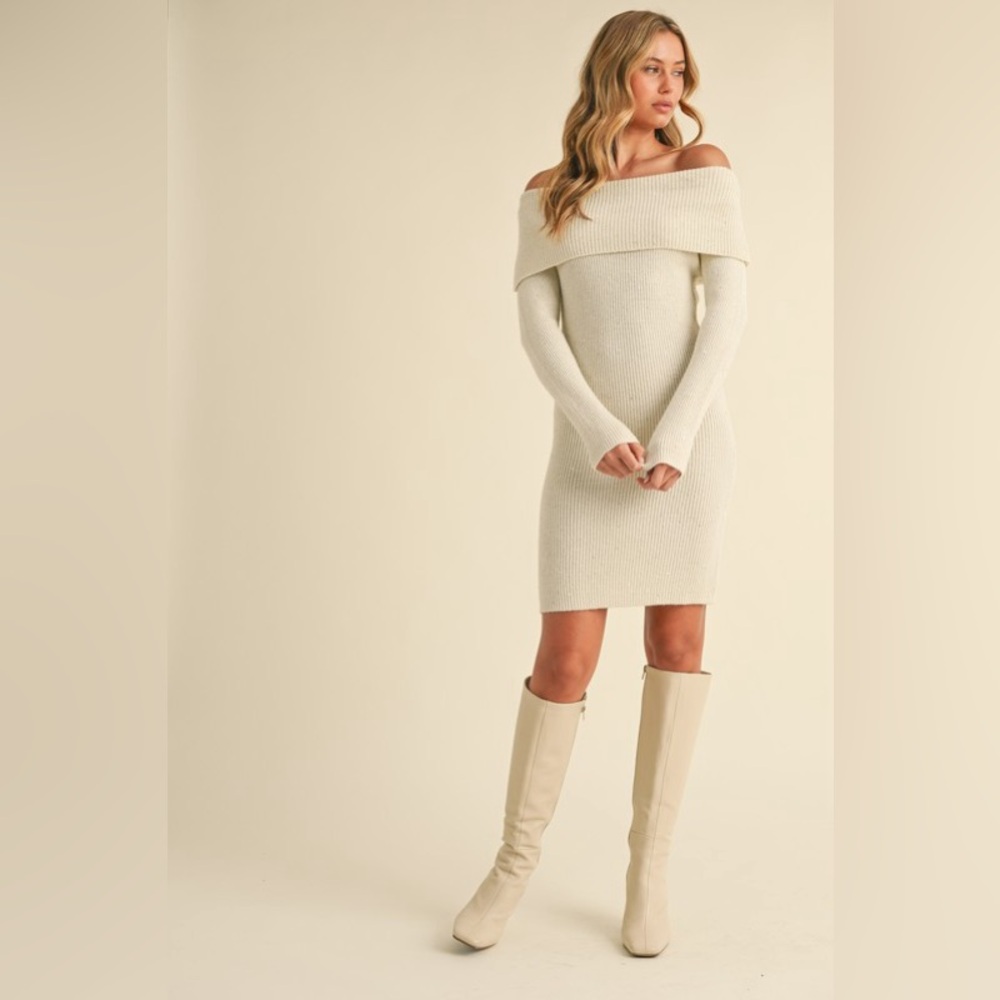 Casually Elegant Off-Shoulder Ivory/Cream Dress